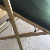 Lot of 4 golden folding chairs green velvet