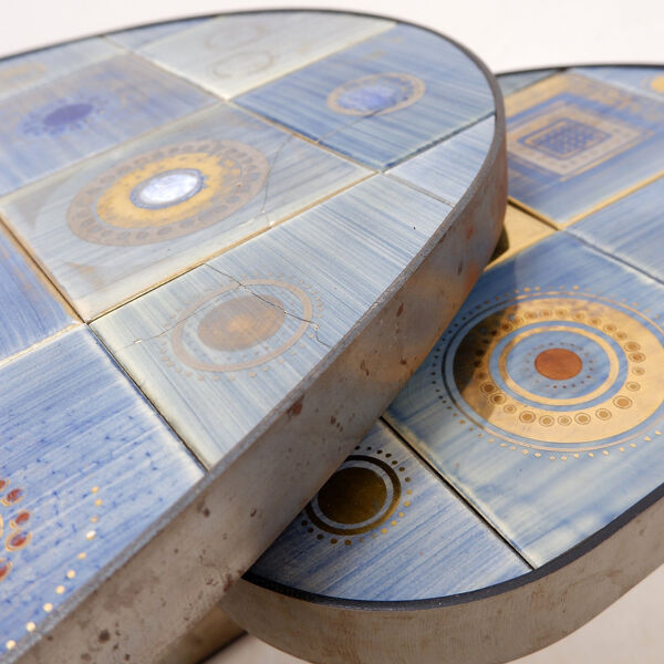 Table basse ovale par Georges Pelletier pour La Roue Vallauris - France, 1970