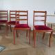 Solid cherry wood chairs and red velvet seat - Set of 4 - Louis Philippe style