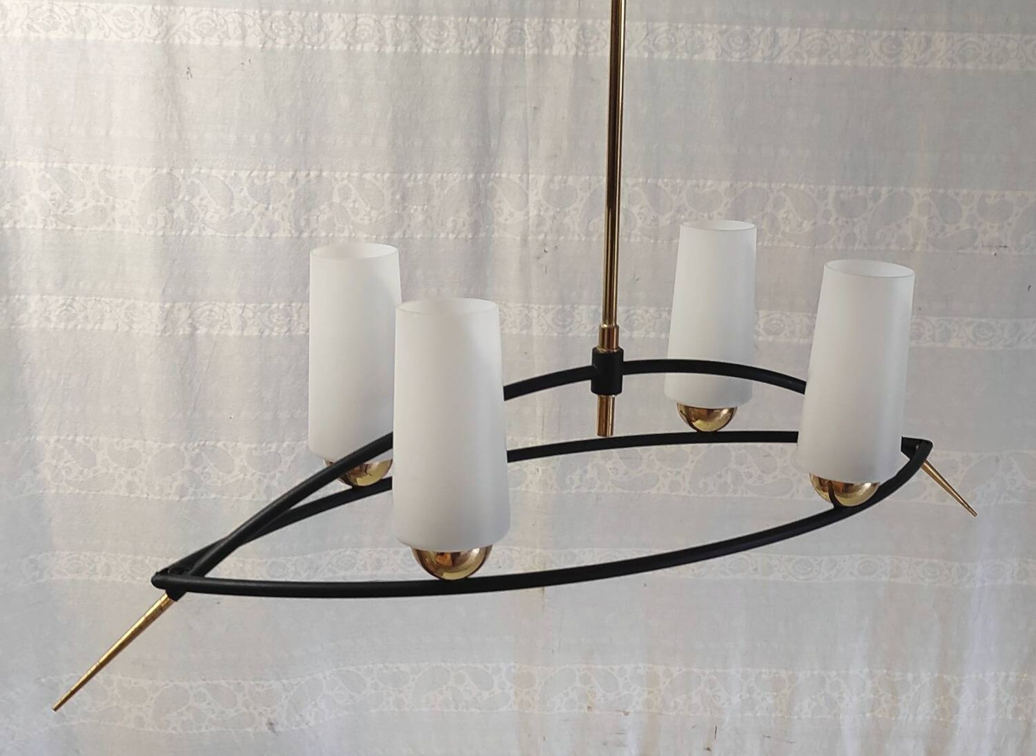 Modernist chandelier by Gaston Fossati for Les Ateliers d'art d'Uzes - 1950s
