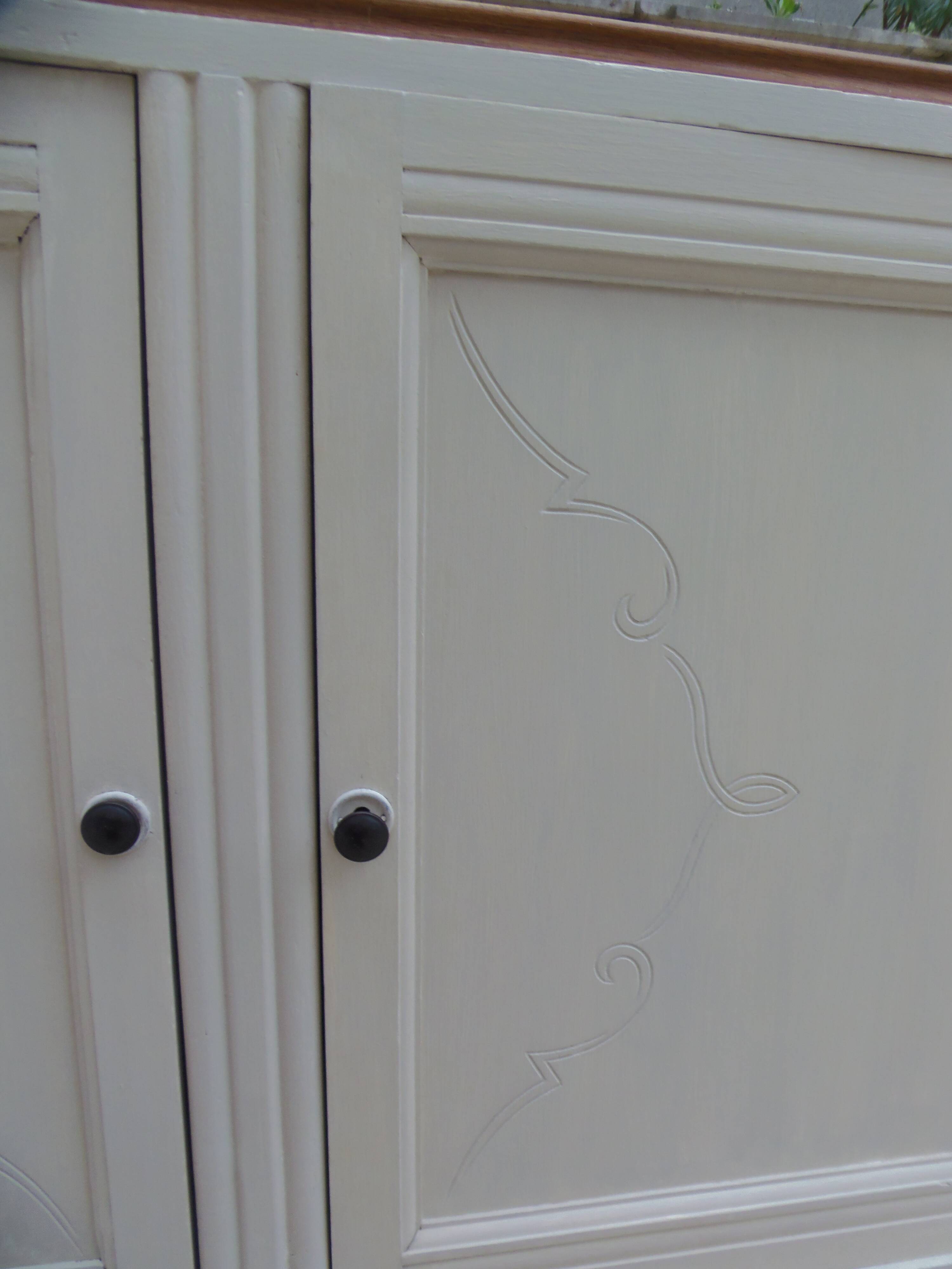 Buffet vintage Beige, plateau chêne.