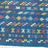 Tapis bleu à motifs berbères fait main 134x208cm