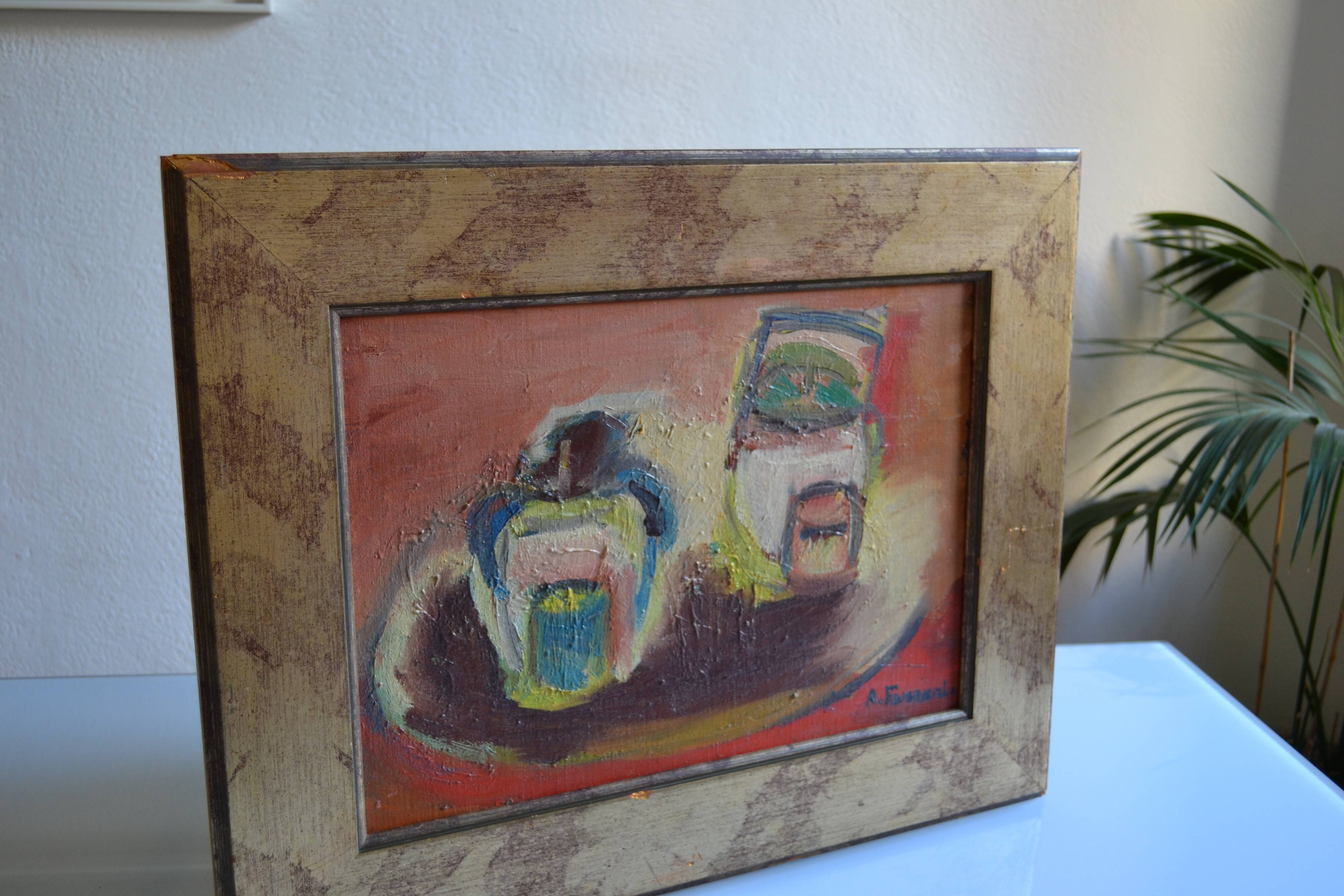 Antoine Ferrari (1910 1995) Still life Oil painting on canvas