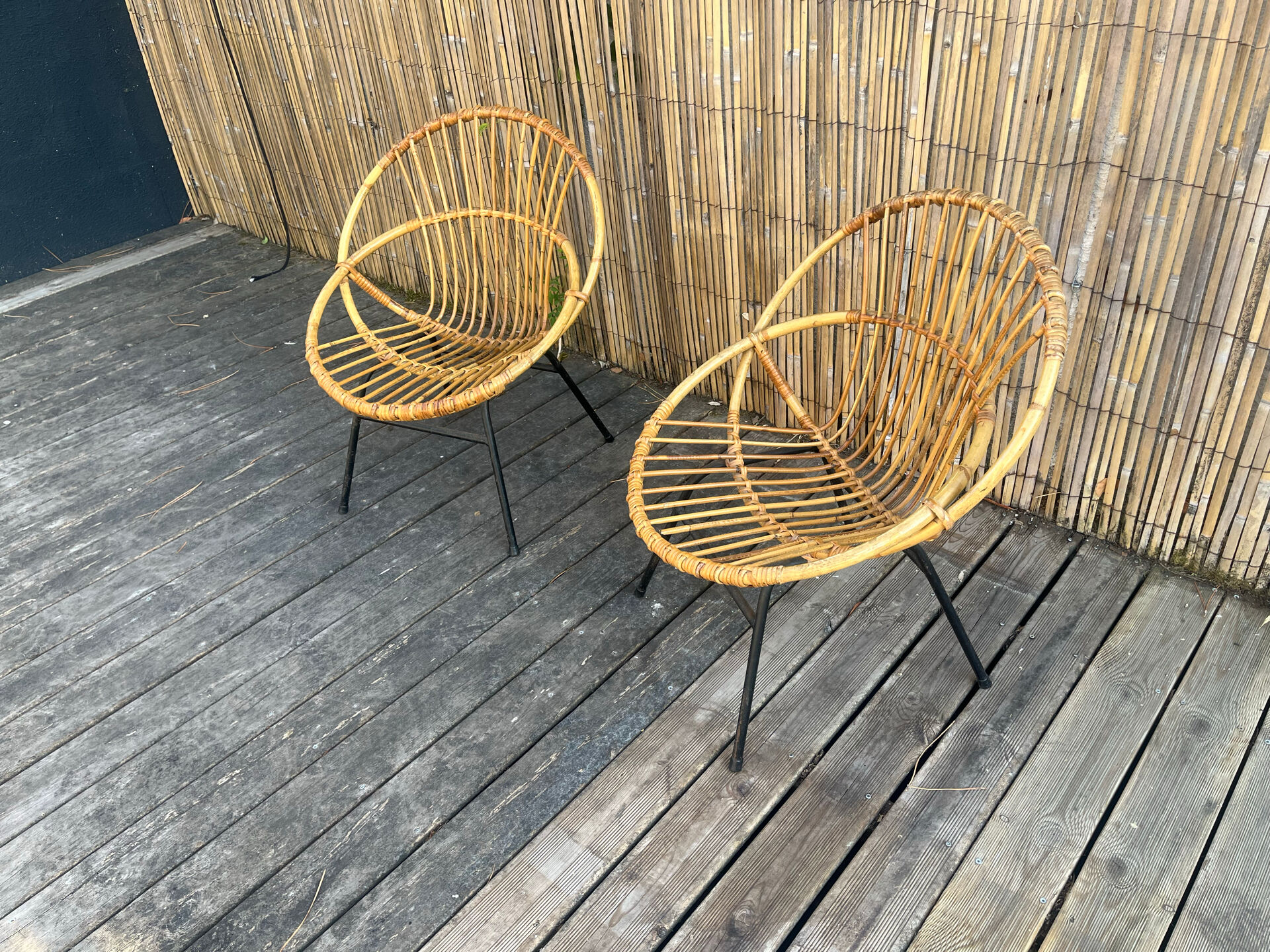 Rattan armchairs