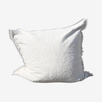Housse de gros pouf - 140 x 140 cm - blanc uni - tissé main