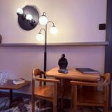 Ensemble de lampes murales en céramique noire, globes opalins, années 1980, Italie