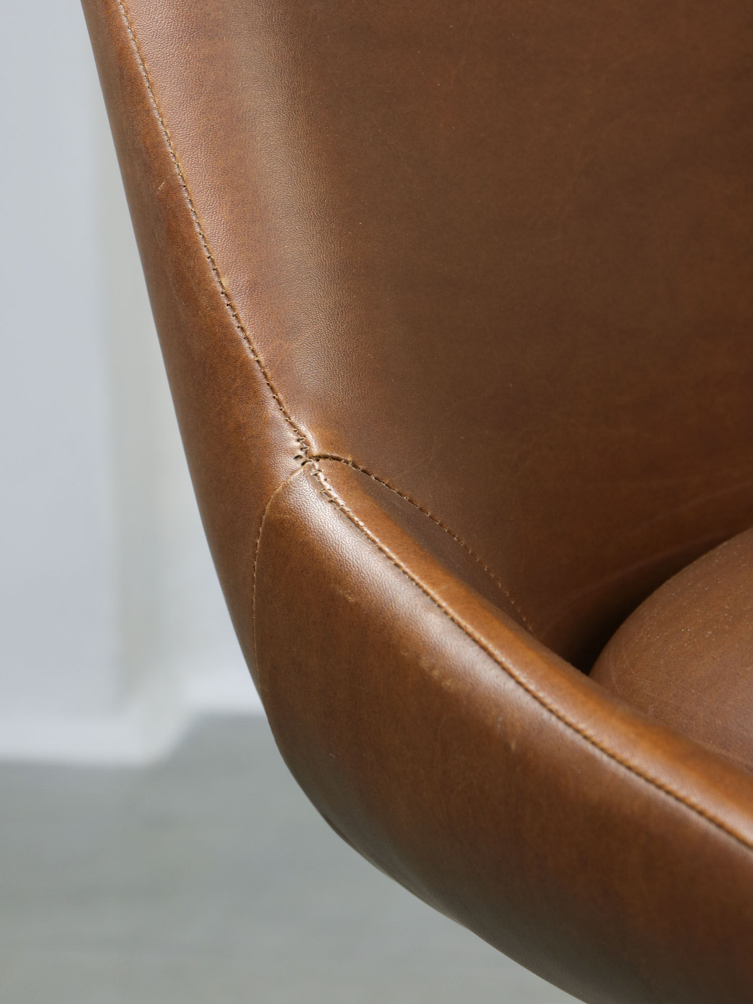 Mid-century Brown Leatherette Swivel Chair from Stol