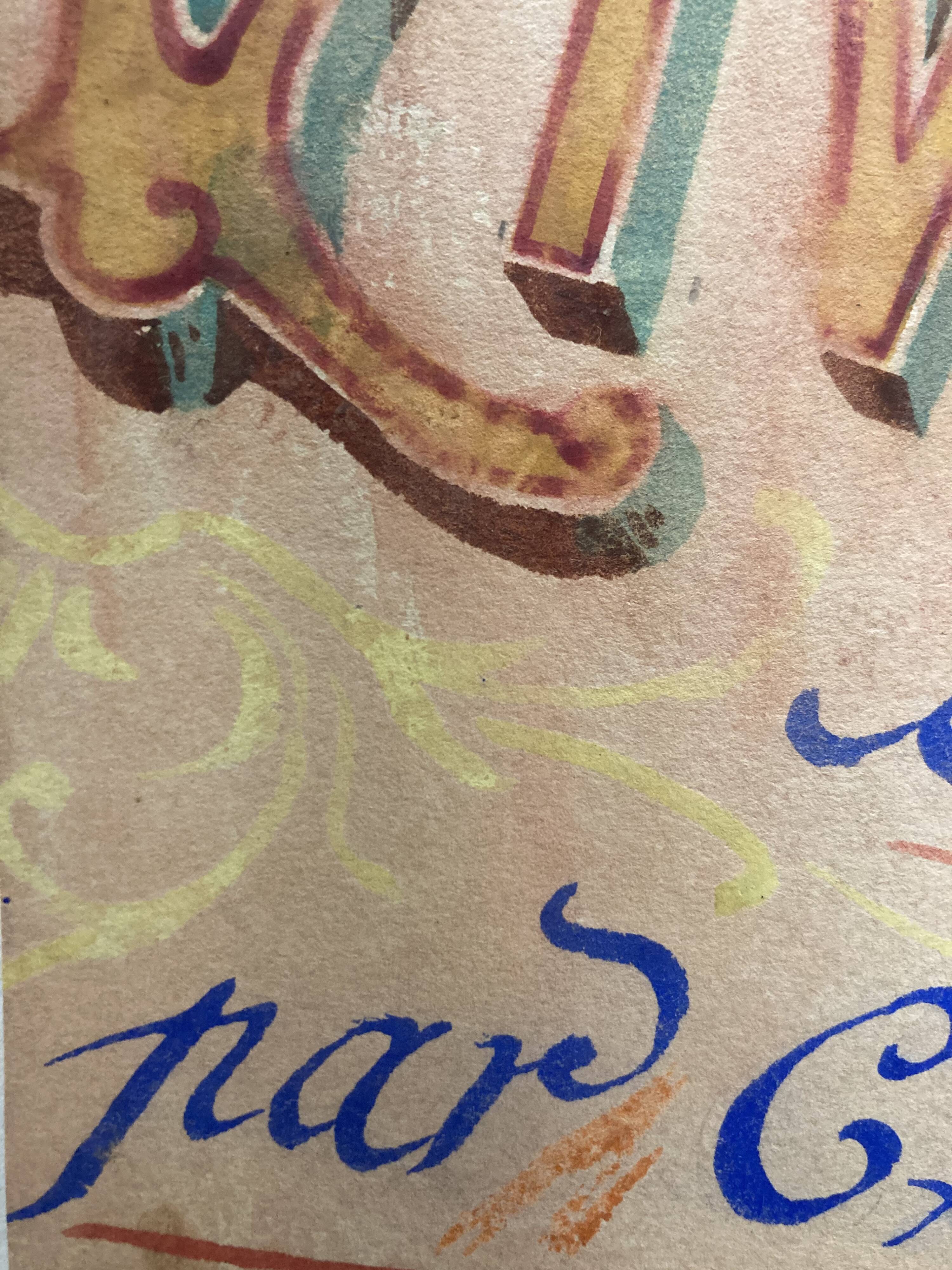 Double-sided watercolor castle landscape