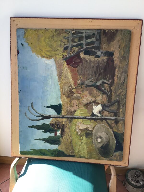 Tableau bouquet prune peinture sur bois encadrée