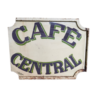 Enseigne tôle peinte « Café central »