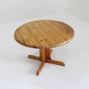 Vintage Danish round extendable dining table pine wood 1960s