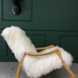 Vintage Sheepskin Fluffy Rocking Chair by Ton