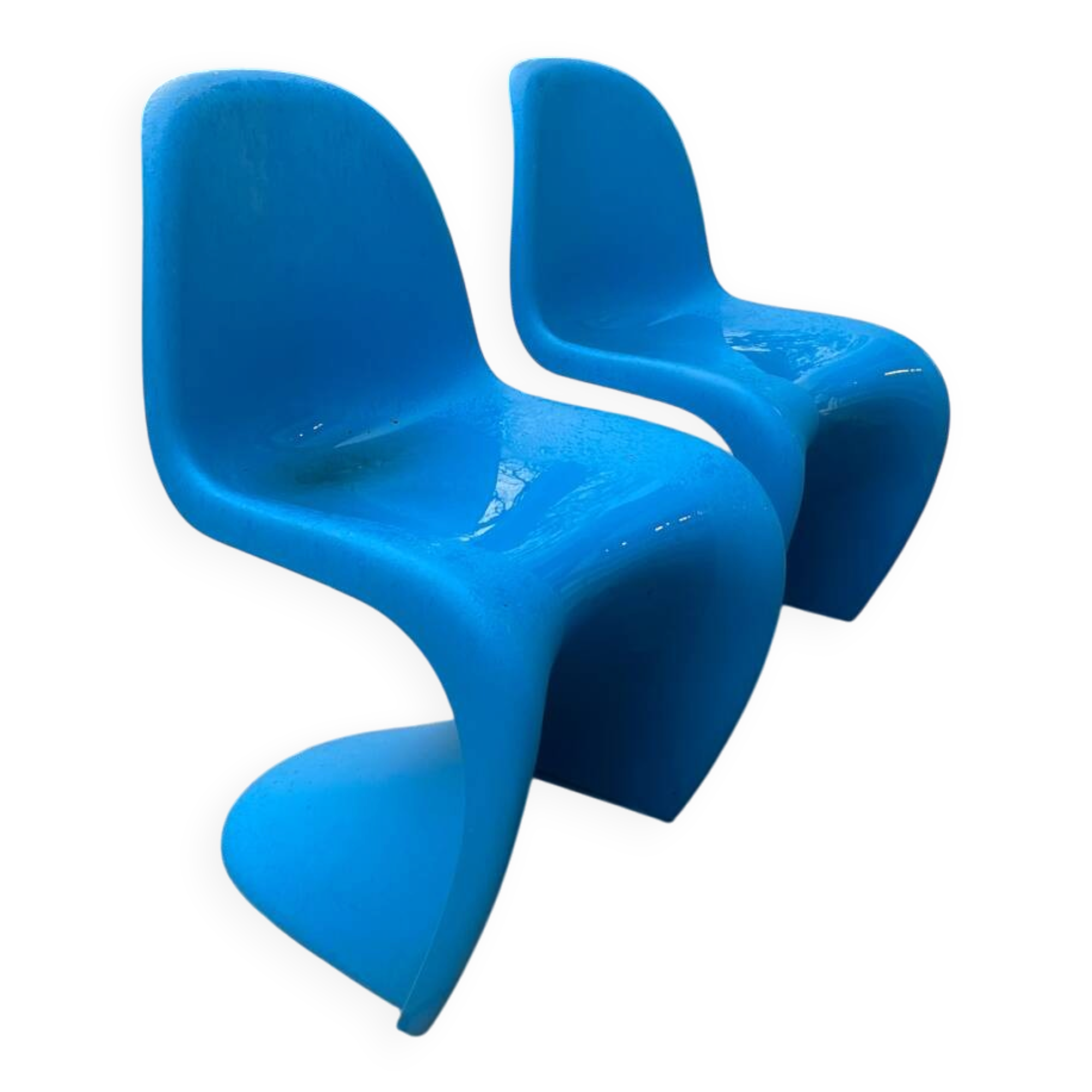 Panton chair duo – Verner Panton for Vitra – Blue – Signed edition