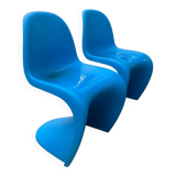 Panton chair duo – Verner Panton for Vitra – Blue – Signed edition