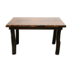 Table à manger brutalistes vintage en bois massif