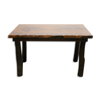 Dining table brutalist chairs in solid wood