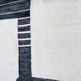 Handmade white and black Berber rug