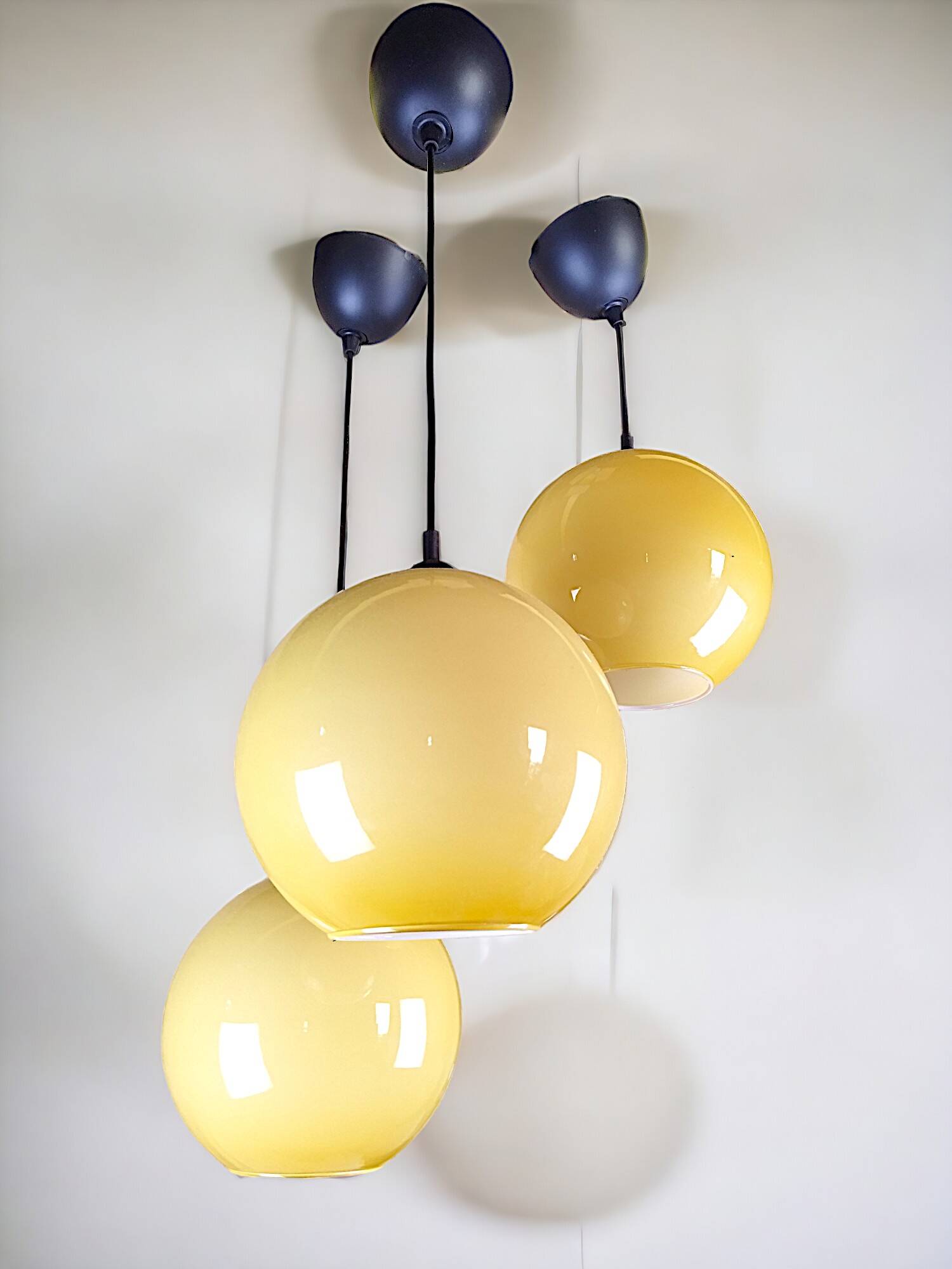 Vintage white opaline ball pendant light