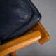 Danish teak and navy blue leather 3-seater sofa from Komfort, 1970s