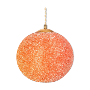 suspension boule particules de résine orange des années 70