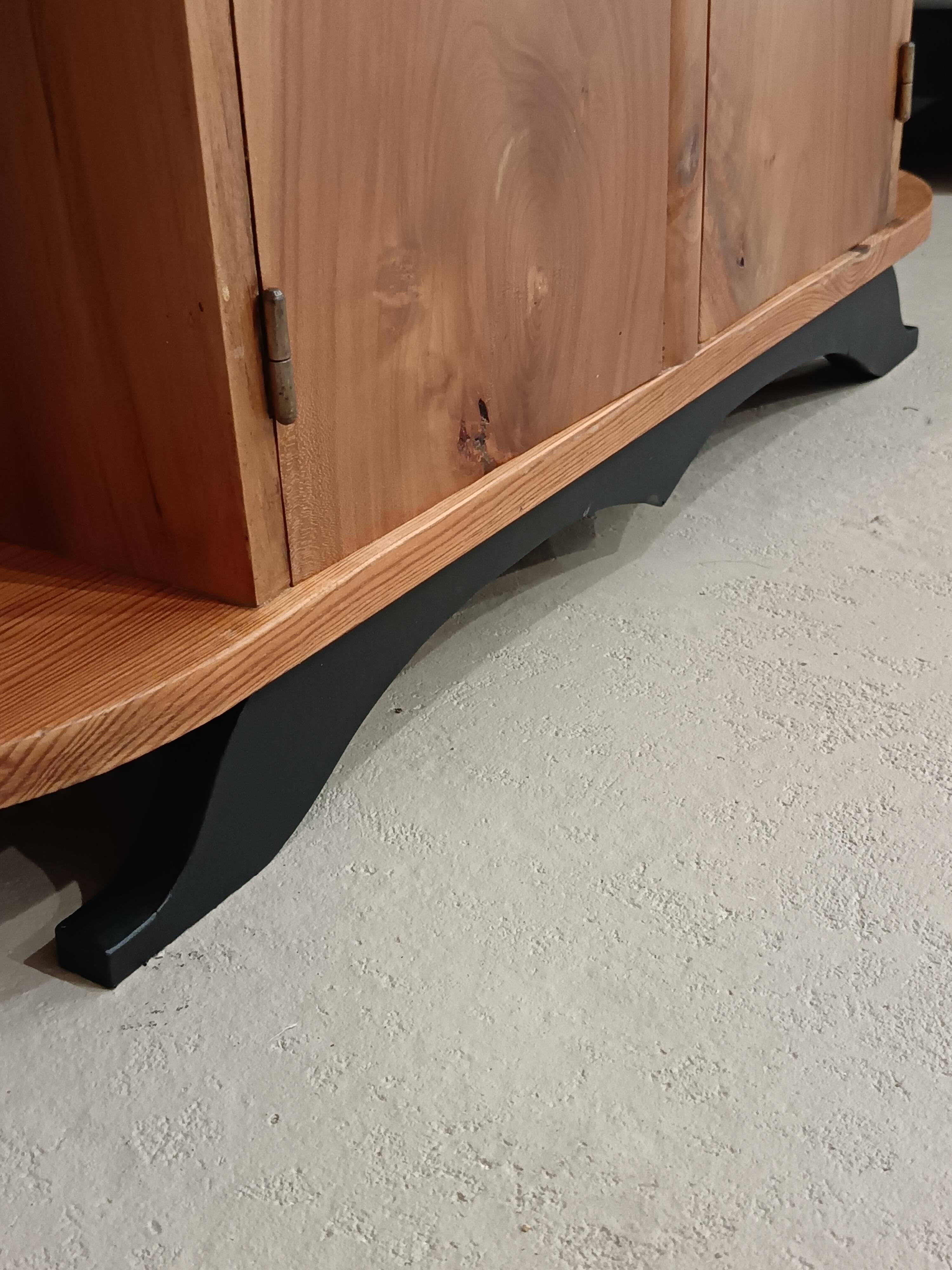 Small buffet or console in natural and black wood