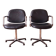 Pair of vintage swivel armchairs in metal and black faux leather.
