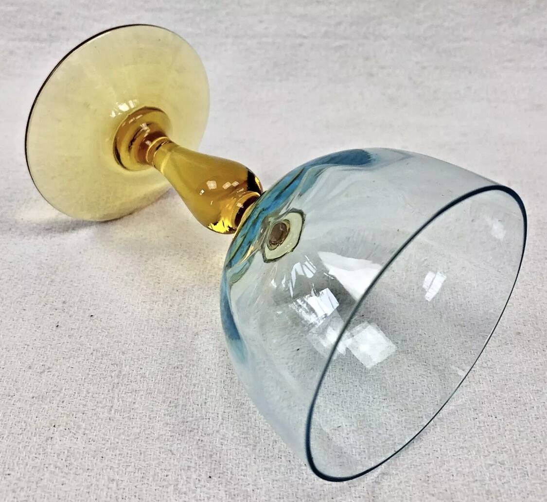 4 old two-tone George Sand wine glasses