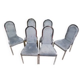 Set of 6 vintage design chairs – chrome metal & velvet