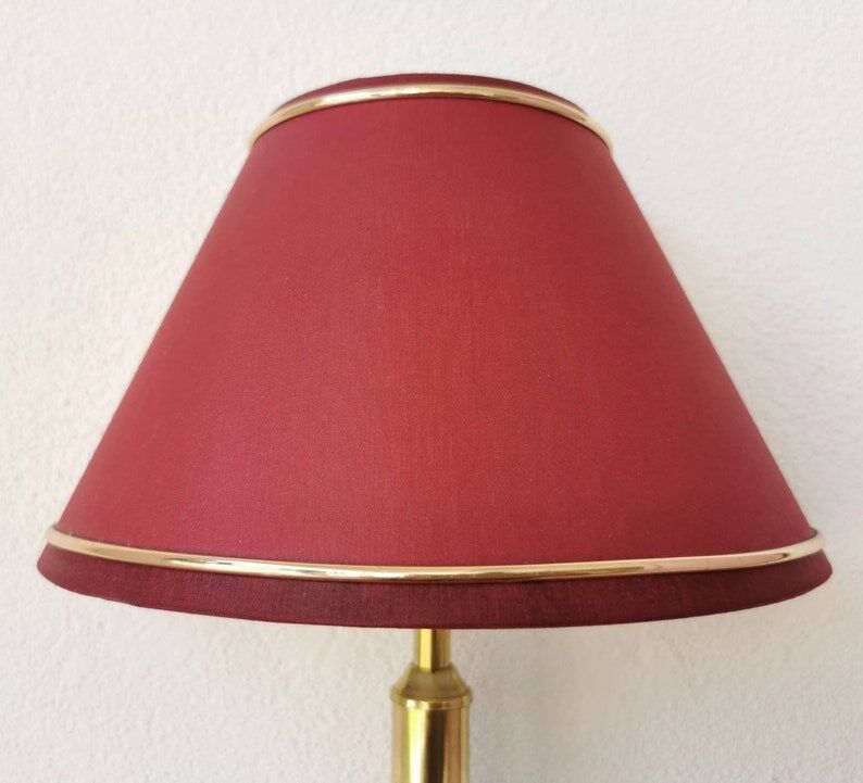 Vintage brass wall lamp with fabric lampshade, 80s