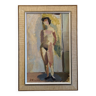Mid-Century Modern Swedish "Helene" Vintage Nude Oil Painting, Framed 1961