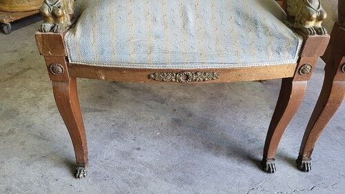 Paire de fauteuils en noyer style Empire retour d'Égypte