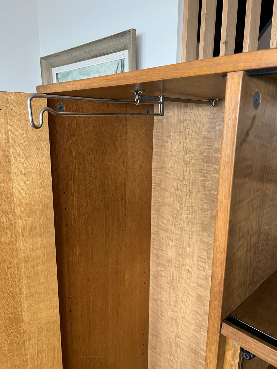 Multifunctional cabinet in wood and rattan