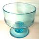 Footed bowl, 1970s, blue bubble glass, 26 cm diameter