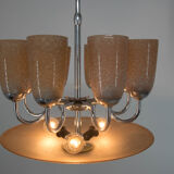 Art deco chrome plated chandelier
