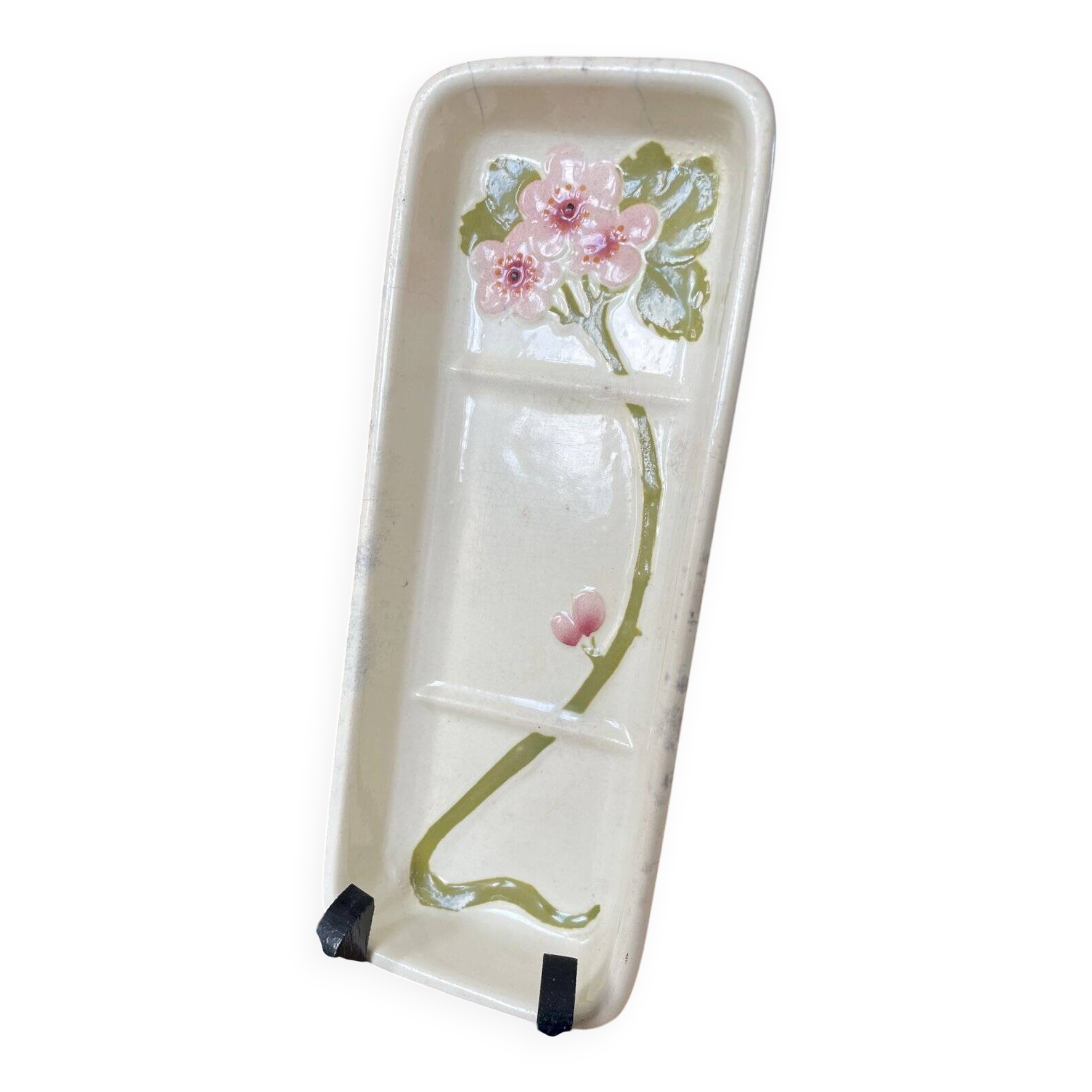 Ashtray or Comb holder Sarreguemines Art Nouveau