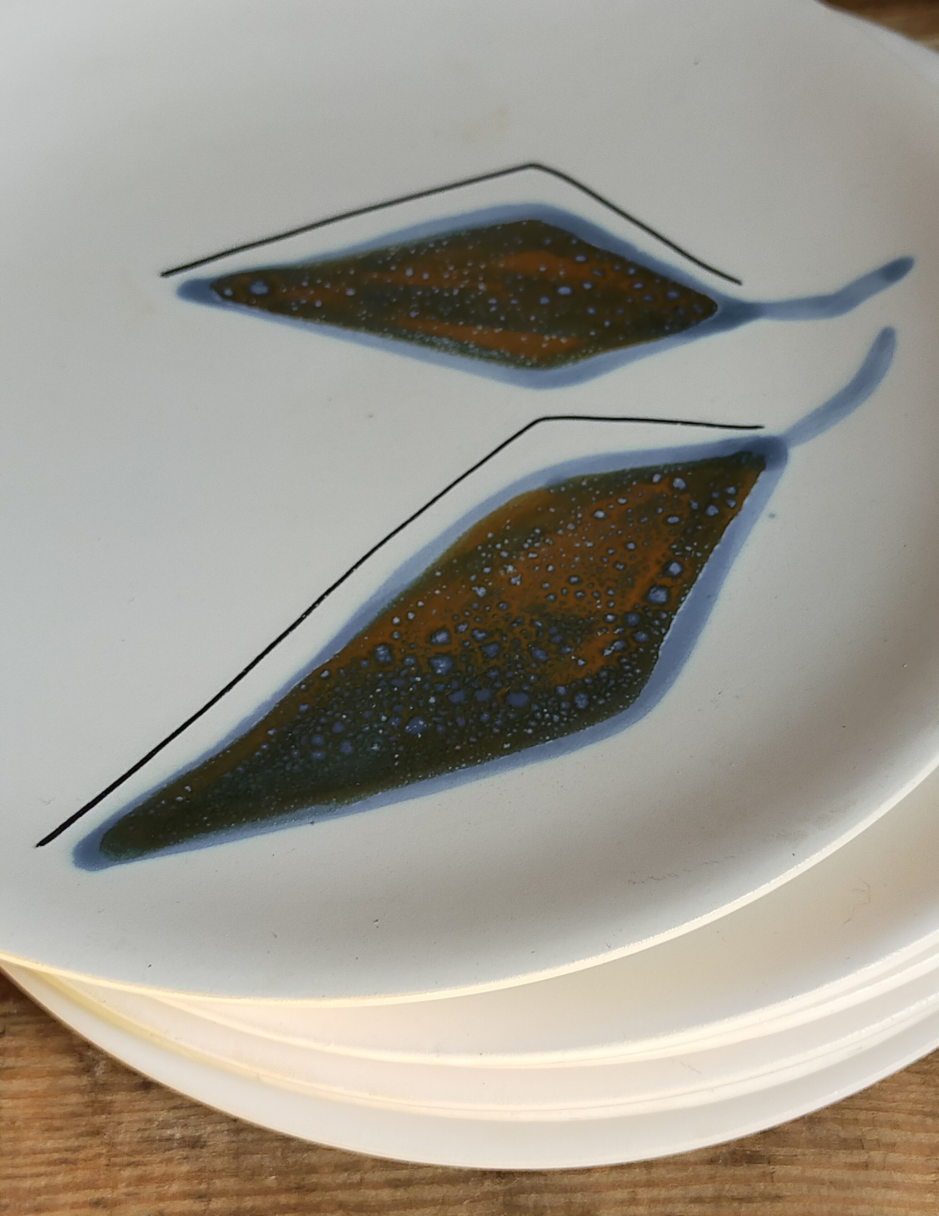 Six ceramic plates with matt enamel 50s