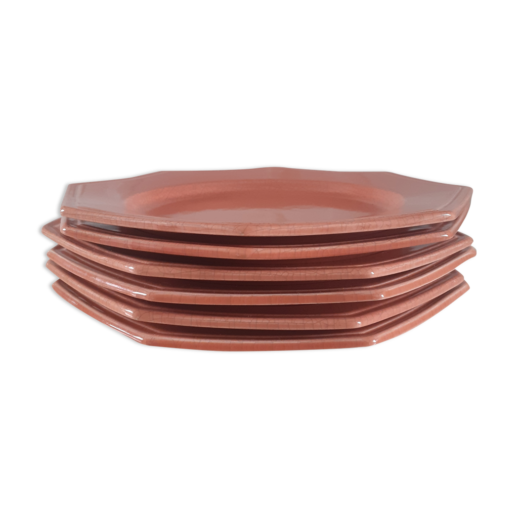 Lot De 6 Assiettes De Présentation MOLIN Faïence Cerise 32 Cm - Superbes - Neuves