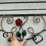 coat rack, hat rest 4 hooks wrought iron polychrome floral decoration