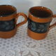 2 glazed terracotta mugs