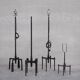 Brutalist iron mid-century floor and table lamp set