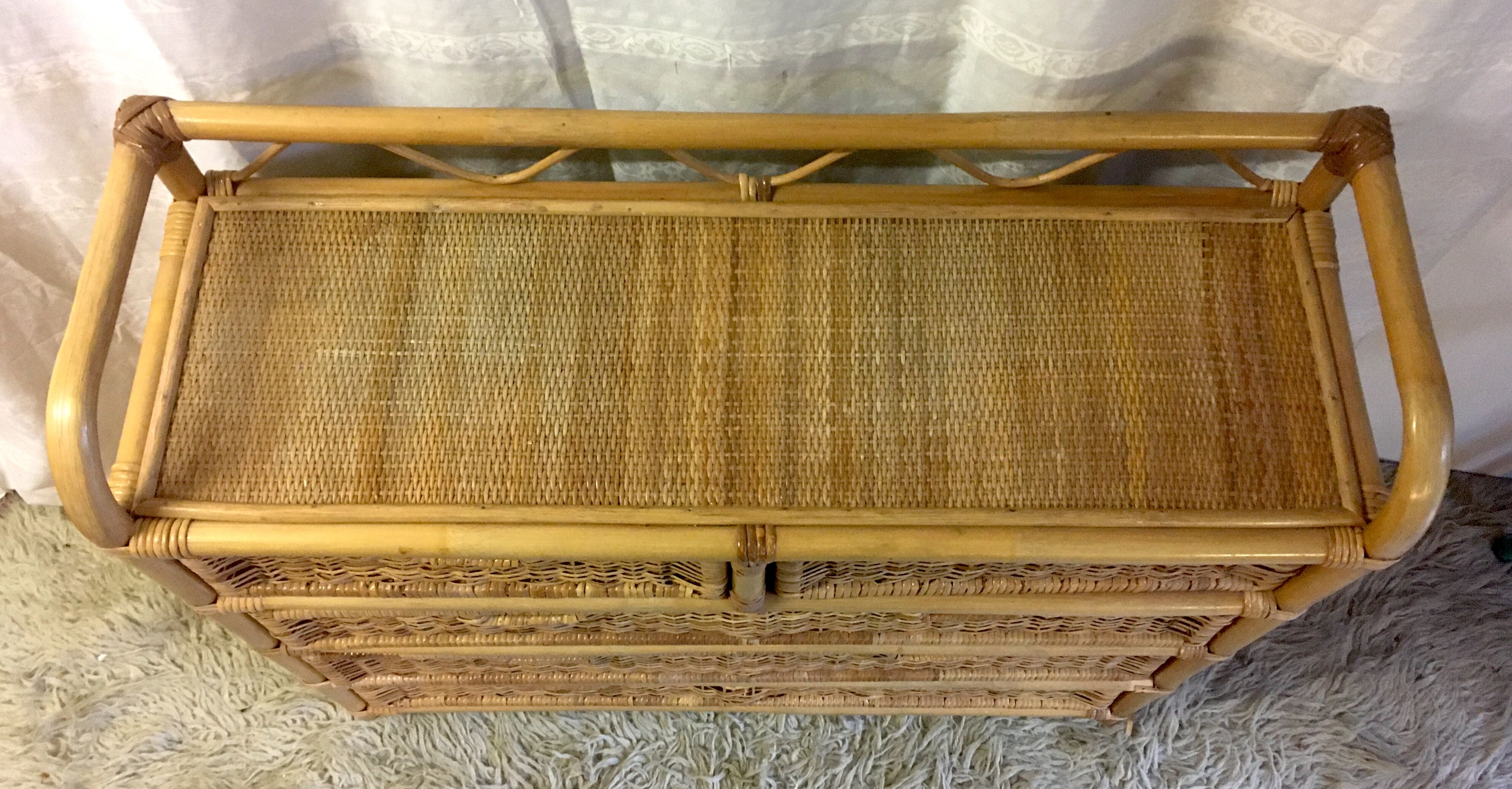 Dresser 5 rattan drawers - 70s