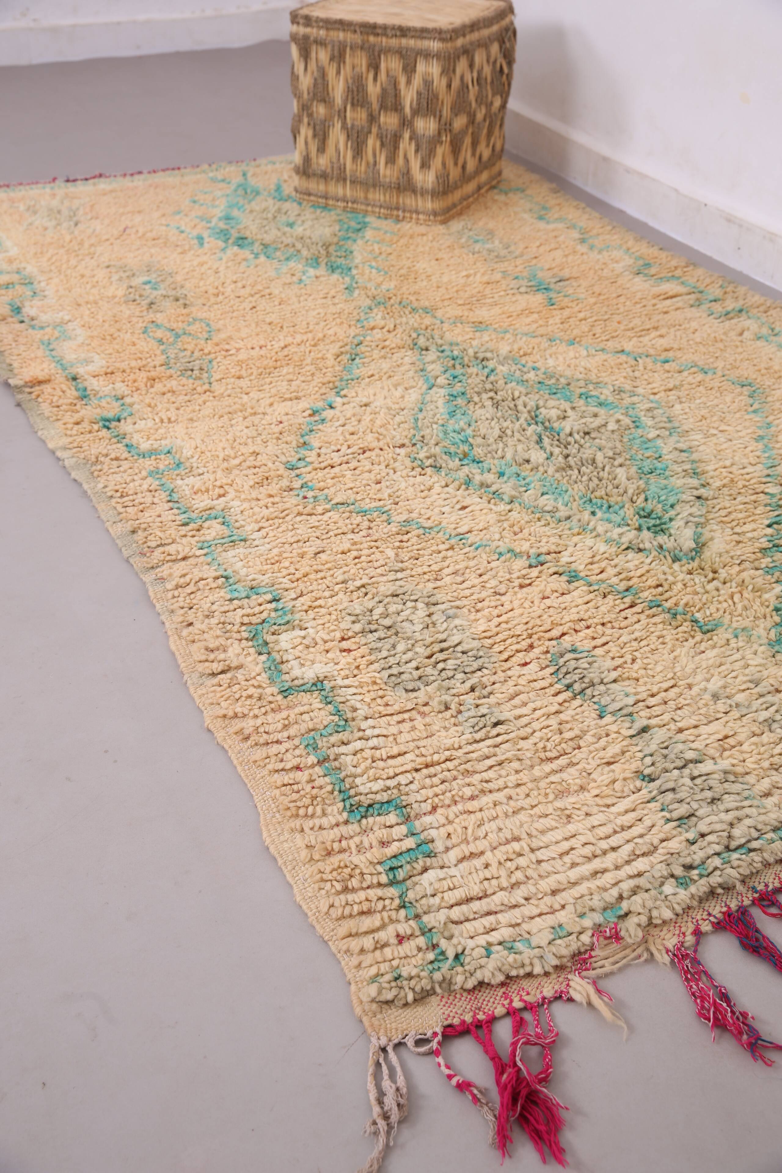 Peach & Turquoise vintage moroccan rug 143 x 249 cm - Berber Rug Handmade
