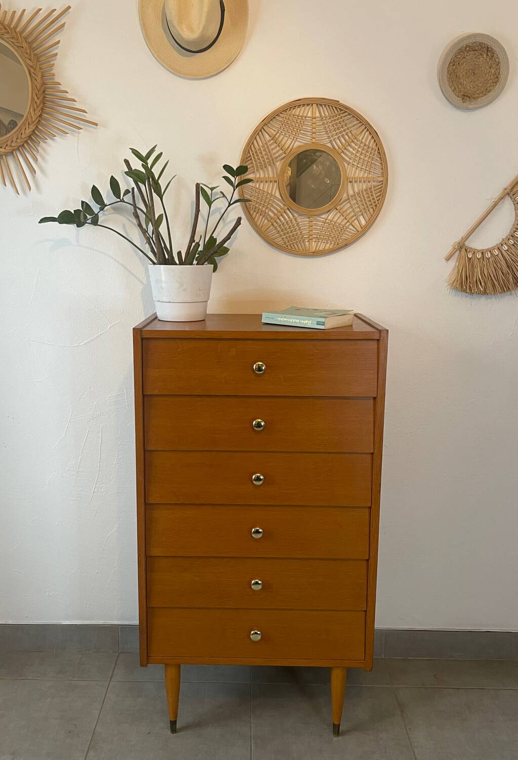 Chiffonnier/commode  6 tiroirs vintage en teck