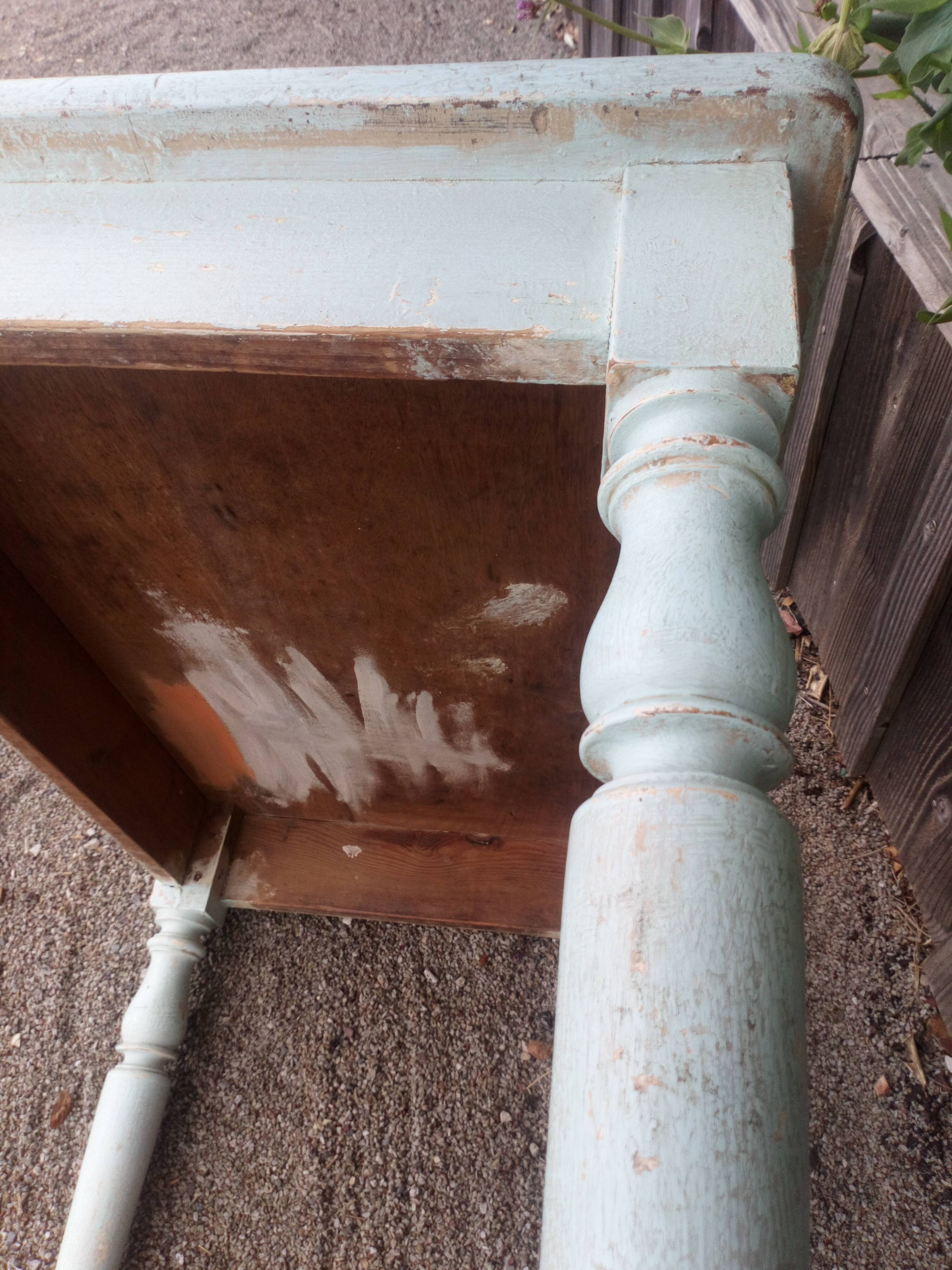 Old patinated table turned wood