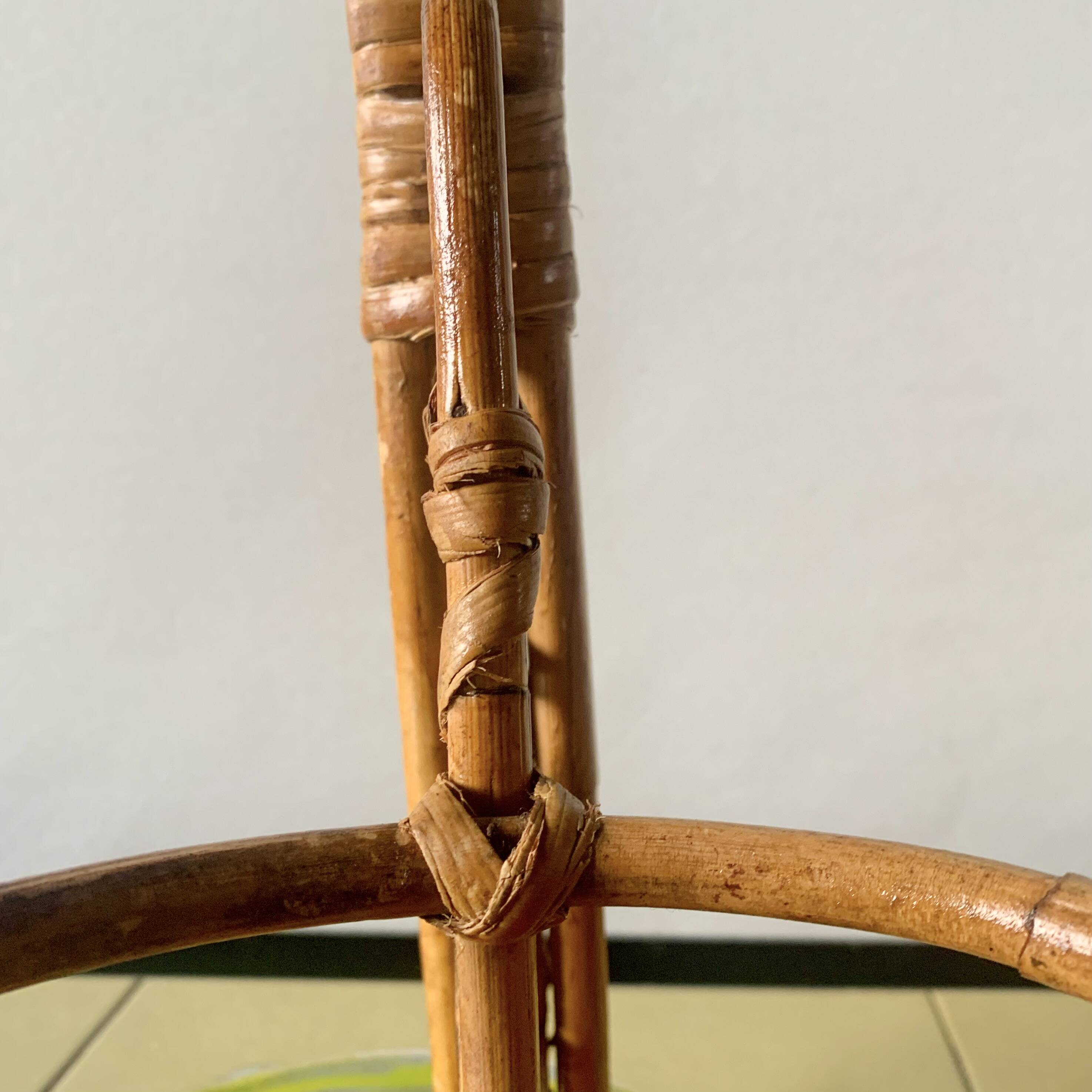 Vintage plant holder tricycle in bamboo and rattan