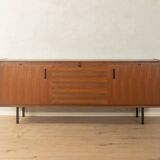 Unique folding bed from the 1960s, walnut veneer, black steel legs