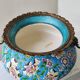 Antique jardinière ceramic enamel Longwy with bronze mount elephant head