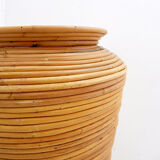 Vintage boho rattan sun vase in the style of Gabriella Crespi - H:70cm