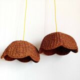 Pair of vintage wicker flower suspensions