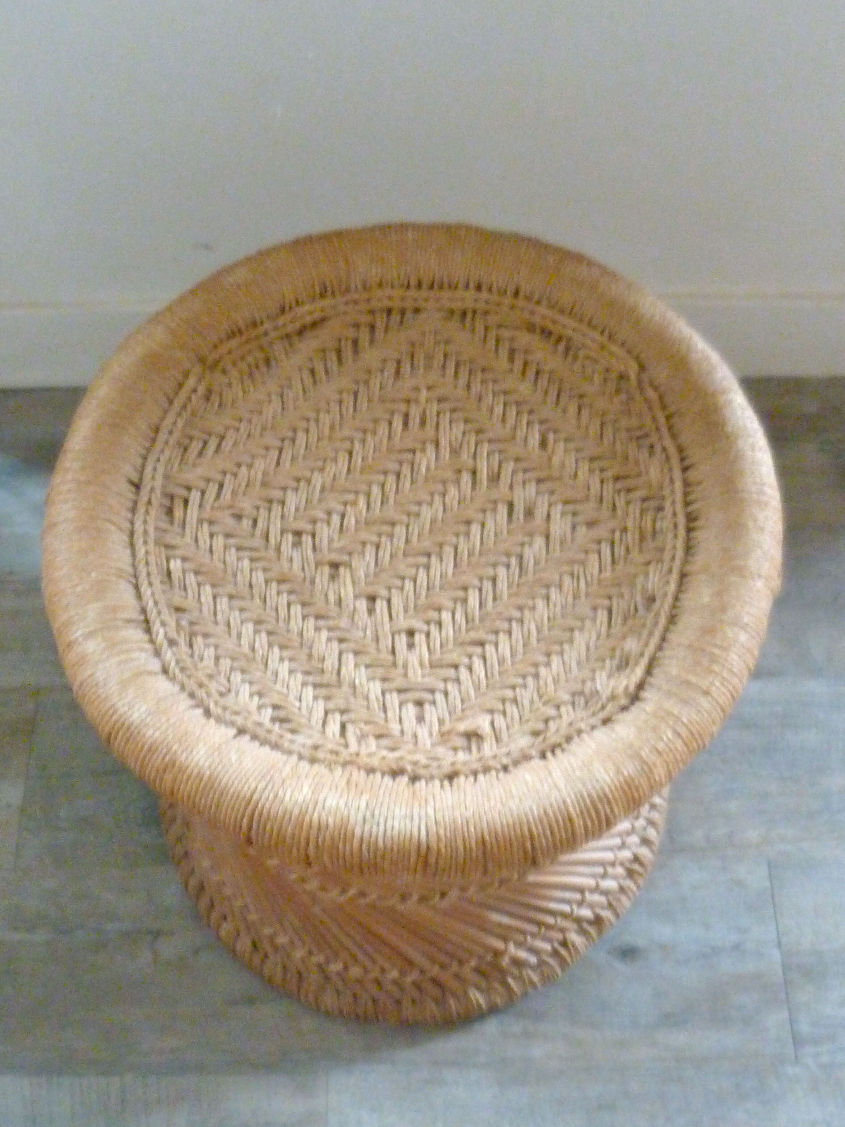 Stool in rattan and rope, 60 years